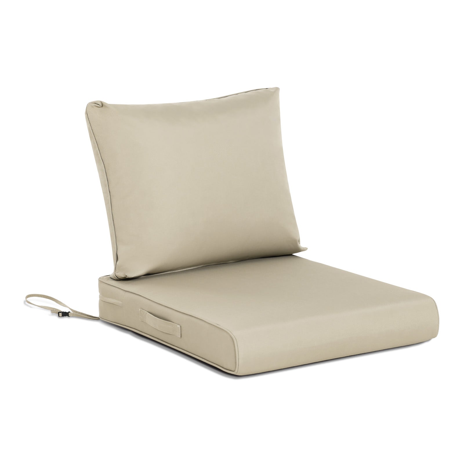 Outdoor Chair Cushions, Patio Deep Seat Cushions with Handle & Adjustable Straps - Khaki - Aoodor